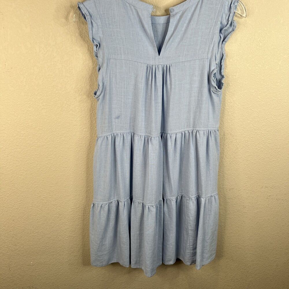 New In Women’s Light Blue Mini Tiered Ruffle Classic Coastal Small Sleeveless - Picture 8 of 16